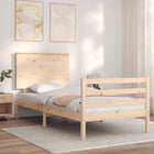 Bedframe Met Hoofdbord Massief Hout 100 x 200 cm Naturel