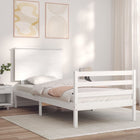 Bedframe Met Hoofdbord Massief Hout 100 x 200 cm Wit