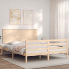 Bedframe Met Hoofdbord Massief Hout 160 x 200 cm Naturel