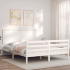 Bedframe Met Hoofdbord Massief Hout 160 x 200 cm Wit