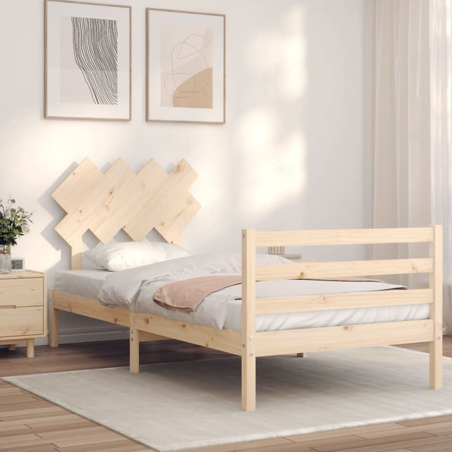 Bedframe Met Hoofdbord Massief Hout 100 x 200 cm Naturel