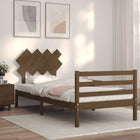 Bedframe Met Hoofdbord Massief Hout 100 x 200 cm Honingbruin