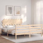 Bedframe Met Hoofdbord Massief Hout 160 x 200 cm Naturel