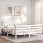 Bedframe Met Hoofdbord Massief Hout 160 x 200 cm Wit