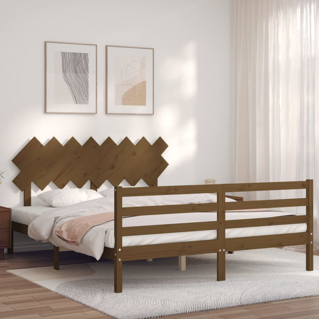 Bedframe Met Hoofdbord Hout 160 x 200 cm Honingbruin