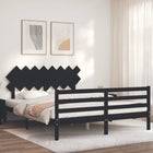 Bedframe Met Hoofdbord Massief Hout 160 x 200 cm Zwart