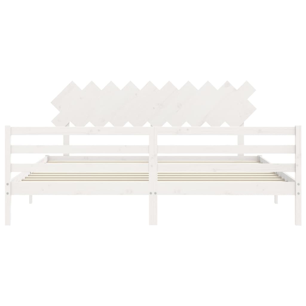 Bedframe Met Hoofdbord Massief Hout 200 x 200 cm Wit