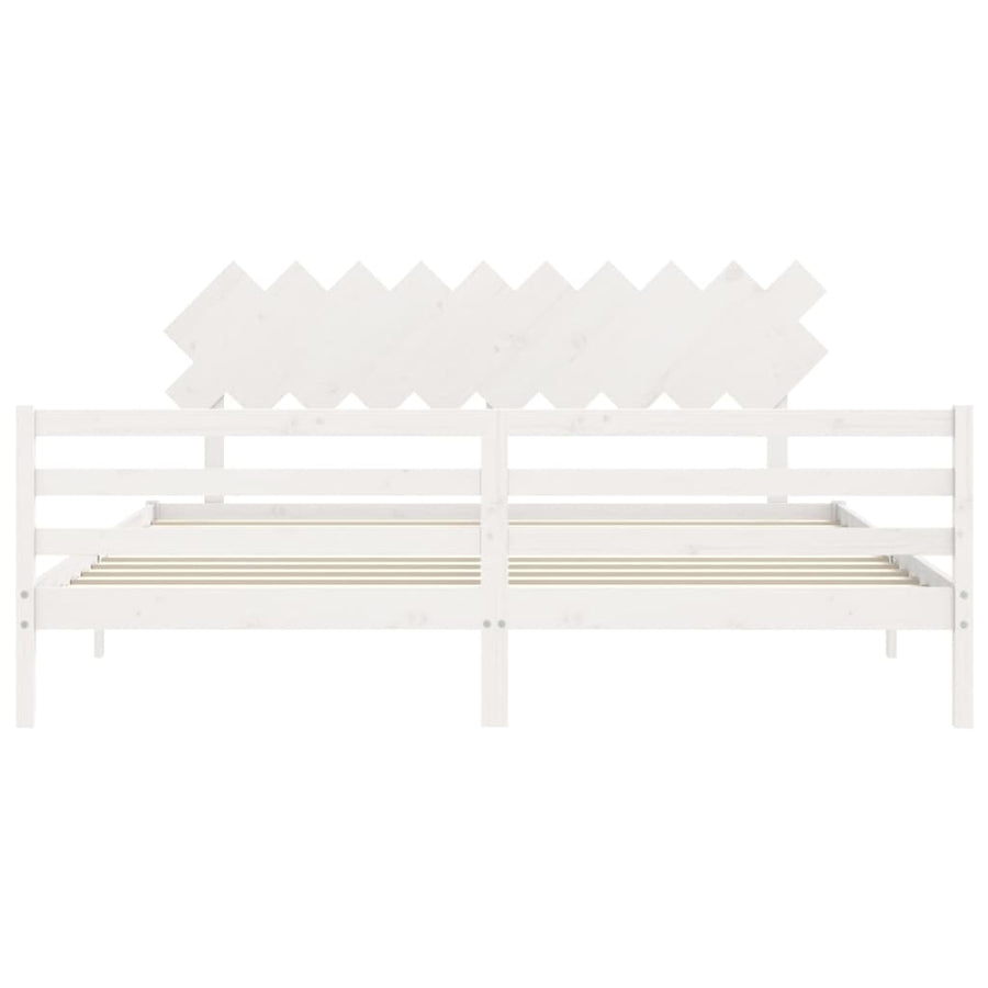 Bedframe Met Hoofdbord Massief Hout 200 x 200 cm Wit