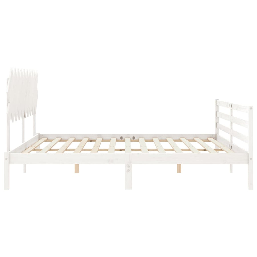 Bedframe Met Hoofdbord Massief Hout 200 x 200 cm Wit