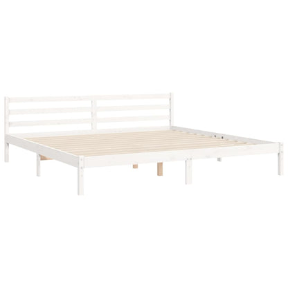 Bedframe Met Hoofdbord Massief Hout 200 x 200 cm Wit