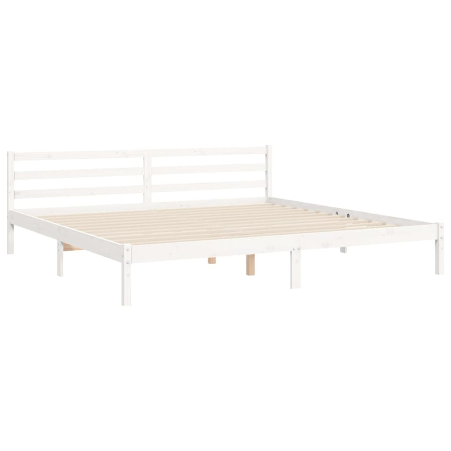 Bedframe Met Hoofdbord Massief Hout 200 x 200 cm Wit