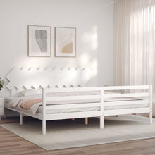 Bedframe Met Hoofdbord Massief Hout 200 x 200 cm Wit