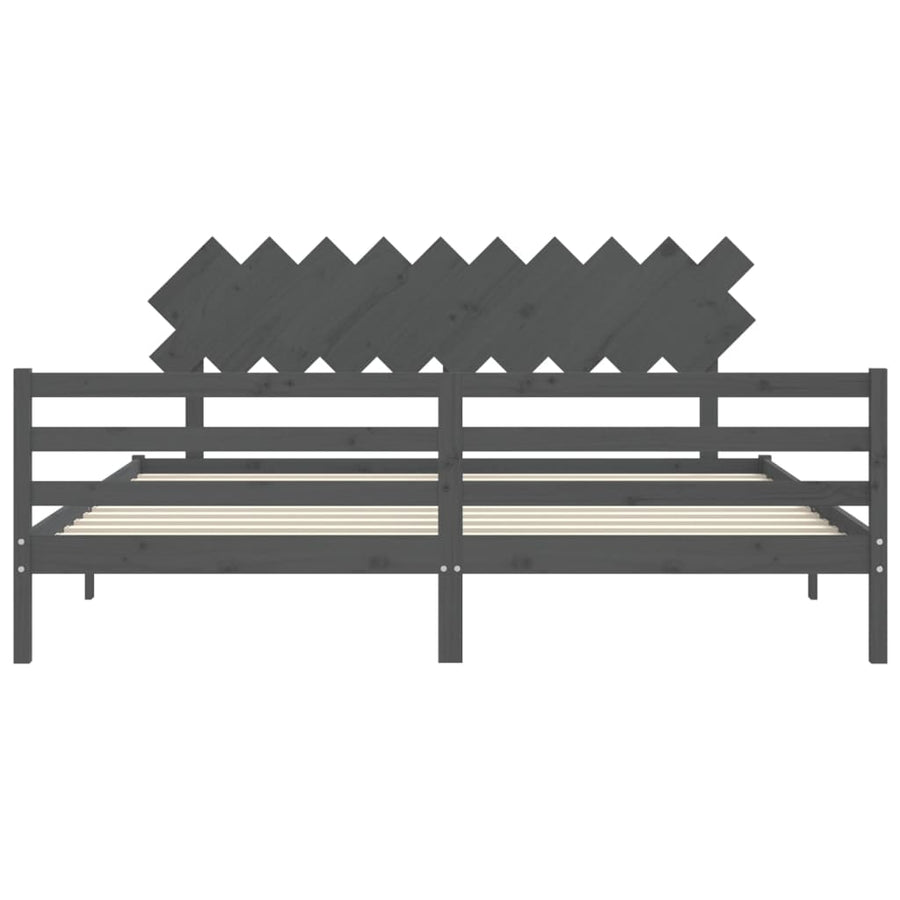 Bedframe Met Hoofdbord Massief Hout 200 x 200 cm Grijs