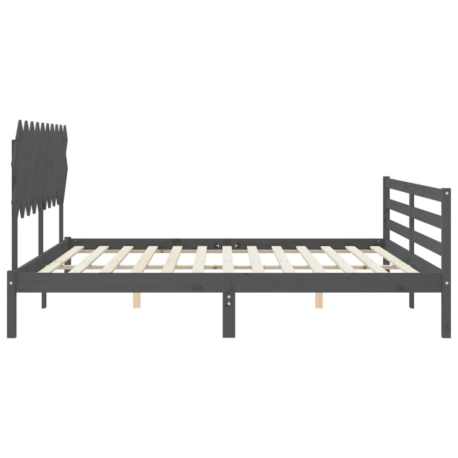 Bedframe Met Hoofdbord Massief Hout 200 x 200 cm Grijs