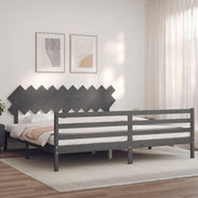 Bedframe massief hout grijs 200x200 cm