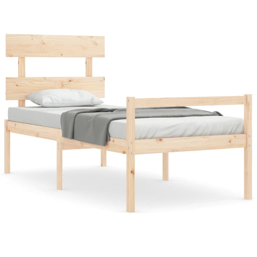 Seniorenbed Met Hoofdbord Massief Hout 75 x 190 cm Naturel