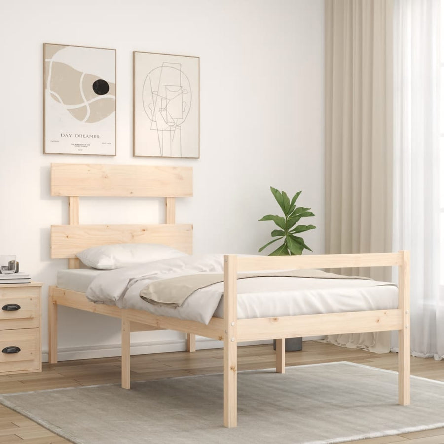 Seniorenbed Met Hoofdbord Massief Hout 75 x 190 cm Naturel