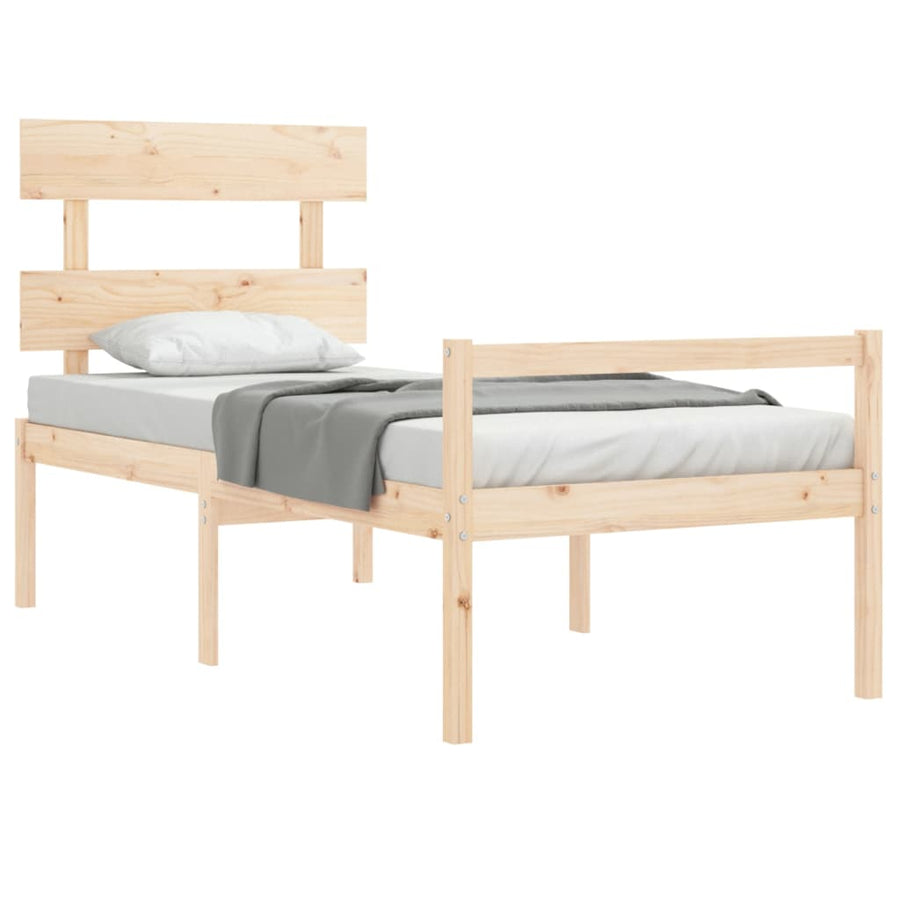 Seniorenbed Met Hoofdbord Massief Hout 75 x 190 cm Naturel