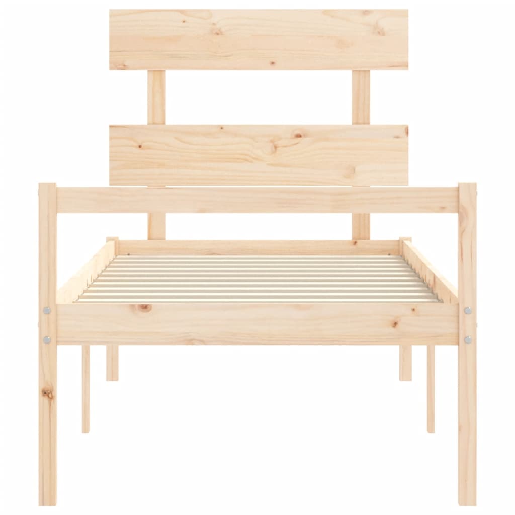 Seniorenbed Met Hoofdbord Massief Hout 75 x 190 cm Naturel