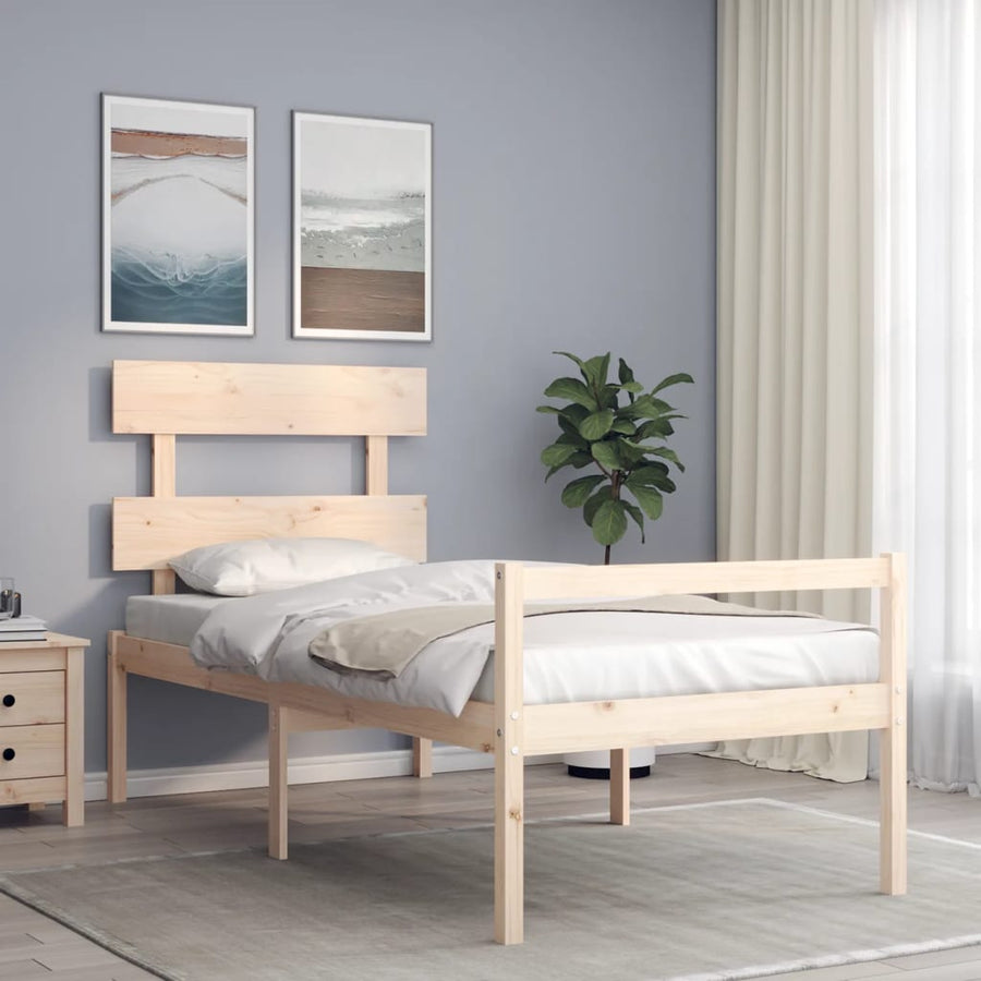 Seniorenbed Met Hoofdbord Massief Hout 75 x 190 cm Naturel