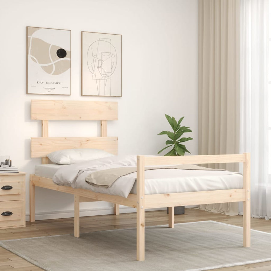 Seniorenbed Met Hoofdbord Massief Hout 90 x 190 cm Naturel