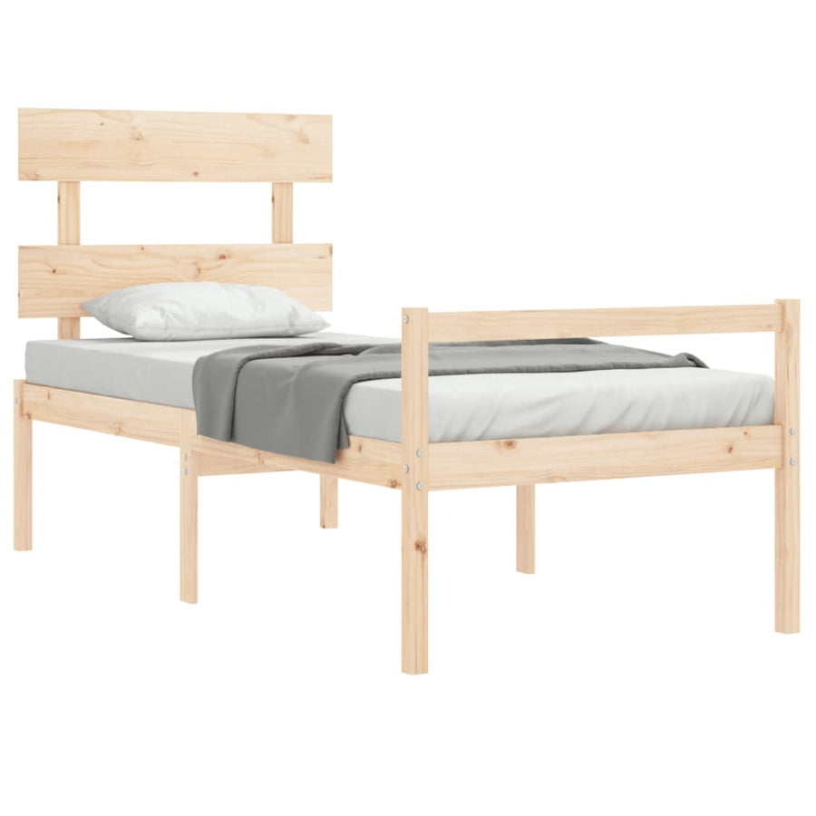 Seniorenbed Met Hoofdbord Massief Hout 90 x 190 cm Naturel