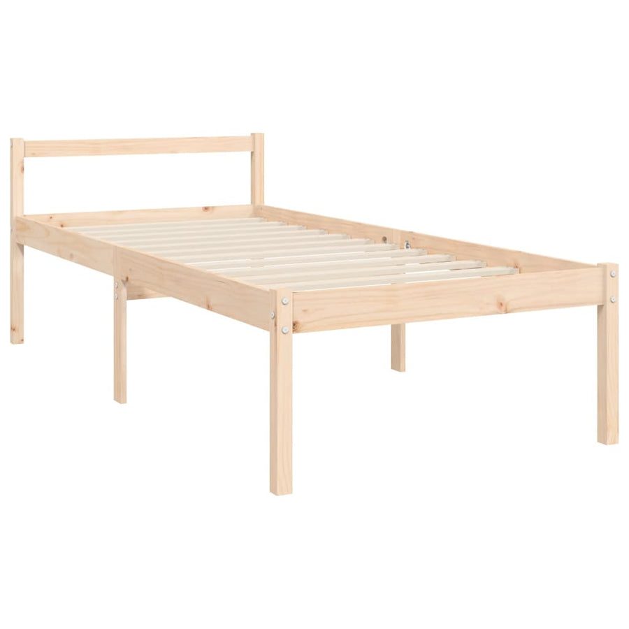 Seniorenbed Met Hoofdbord Massief Hout 90 x 190 cm Naturel