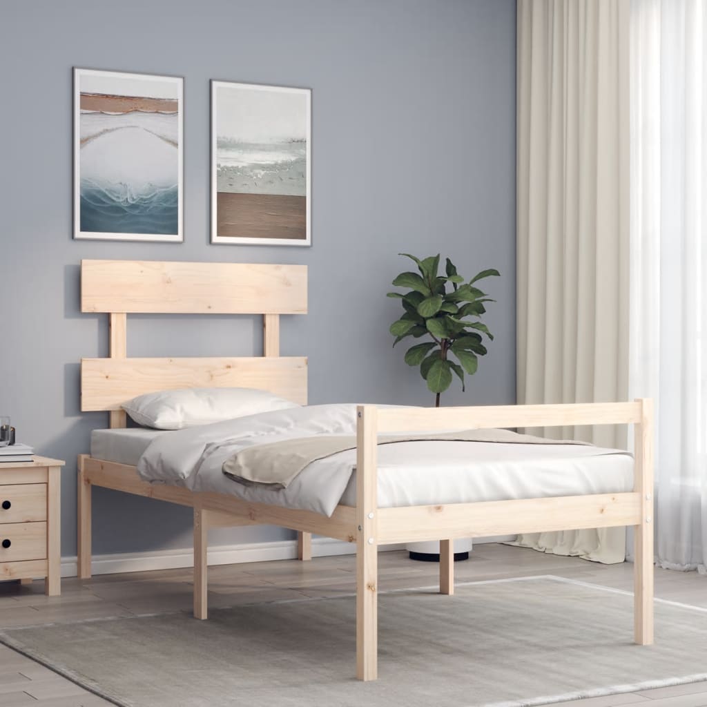 Seniorenbed Met Hoofdbord Massief Hout 90 x 190 cm Naturel