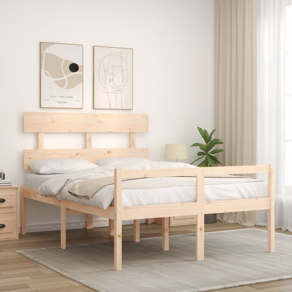 Seniorenbed Met Hoofdbord Massief Hout 120 x 190 cm Naturel Hoog