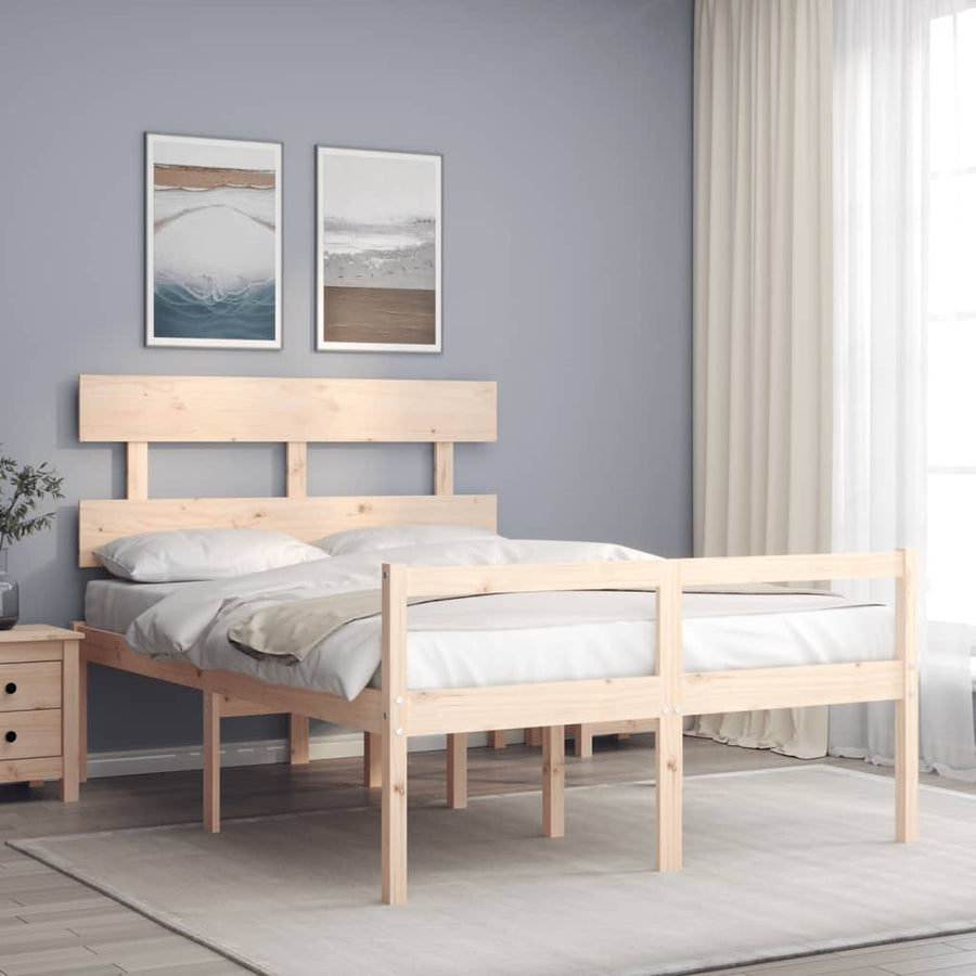 Seniorenbed Met Hoofdbord Massief Hout 120 x 190 cm Naturel Hoog