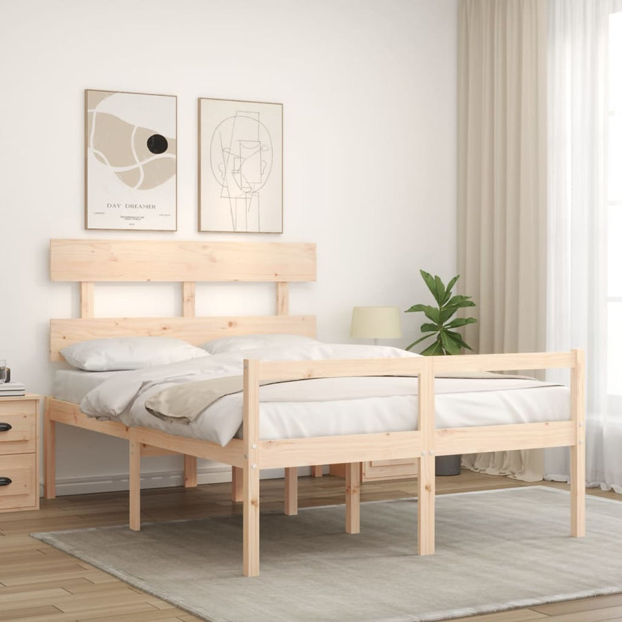 Seniorenbed Met Hoofdbord Massief Hout 140 x 190 cm Naturel Hoog