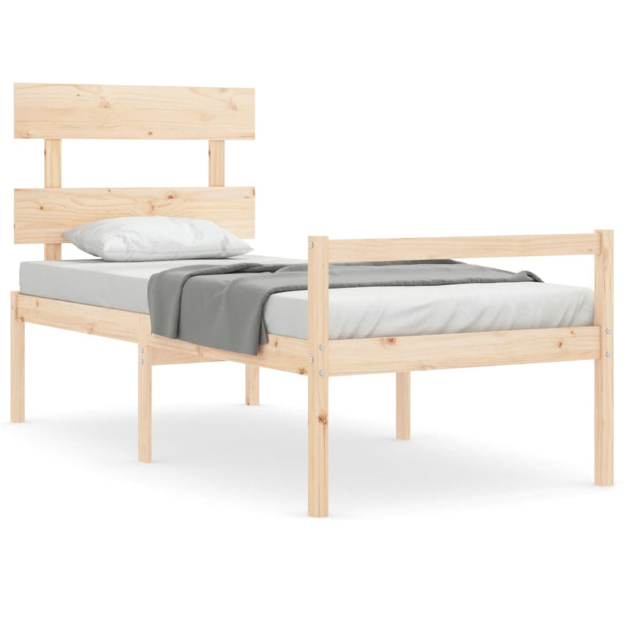 Seniorenbed Met Hoofdbord Massief Hout 90 x 200 cm Naturel Hoog