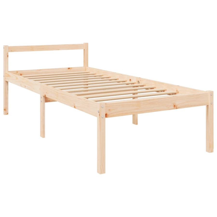 Seniorenbed Met Hoofdbord Massief Hout 90 x 200 cm Naturel Hoog