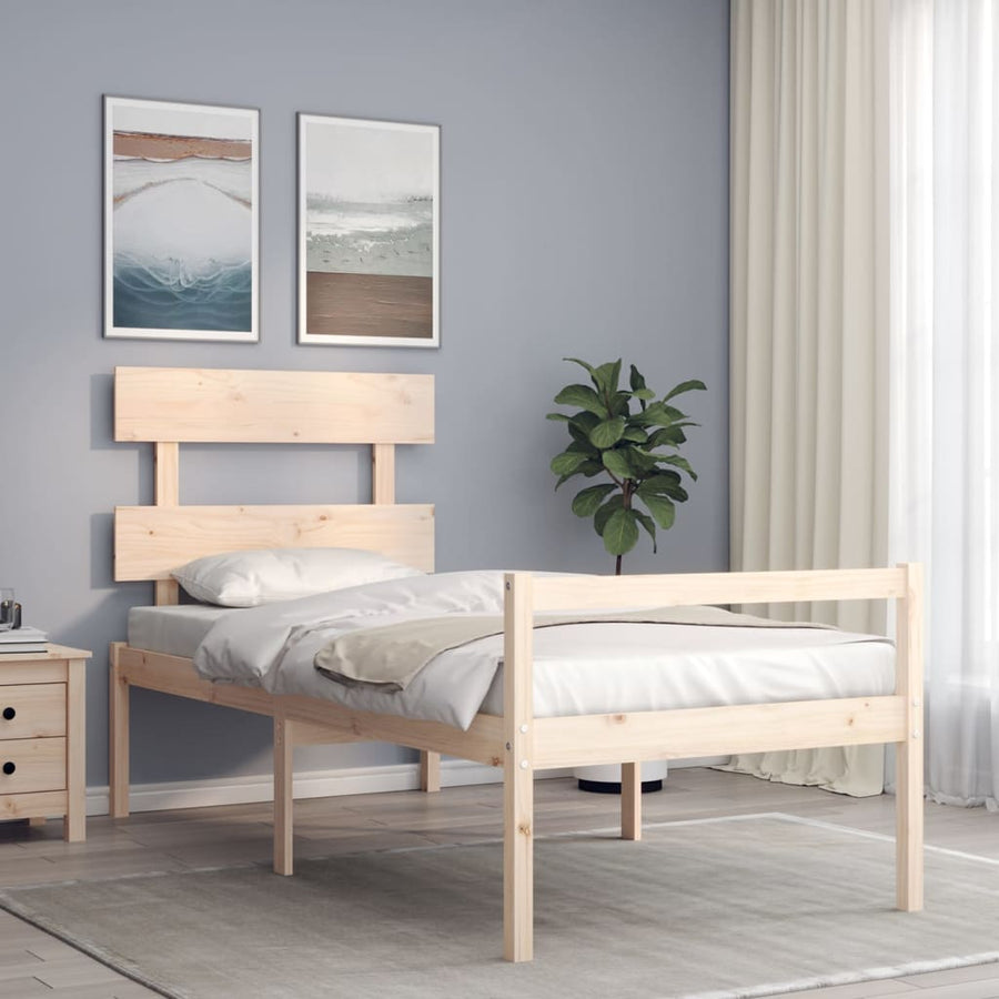 Seniorenbed Met Hoofdbord Massief Hout 90 x 200 cm Naturel Hoog
