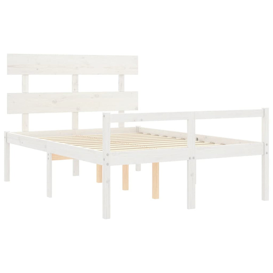 Seniorenbed Met Hoofdbord Massief Hout 120 x 200 cm Wit Hoog