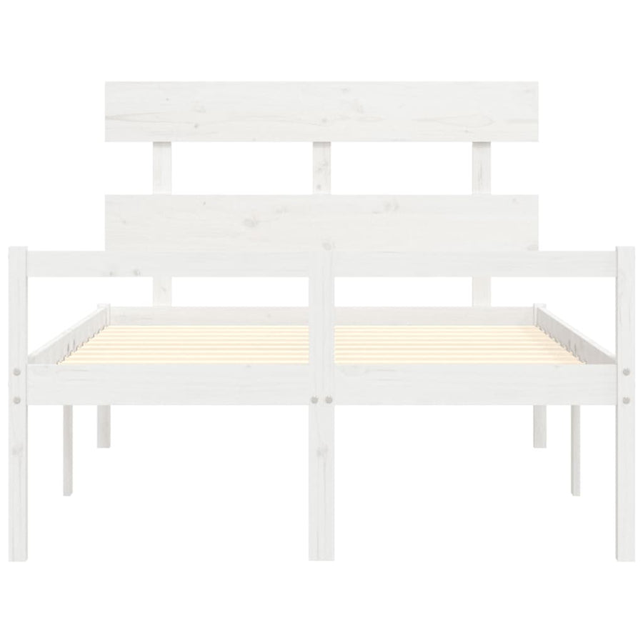 Seniorenbed Met Hoofdbord Massief Hout 120 x 200 cm Wit Hoog