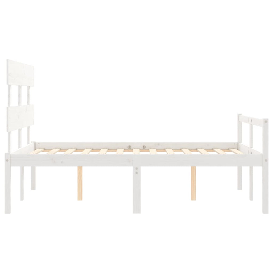 Seniorenbed Met Hoofdbord Massief Hout 120 x 200 cm Wit Hoog
