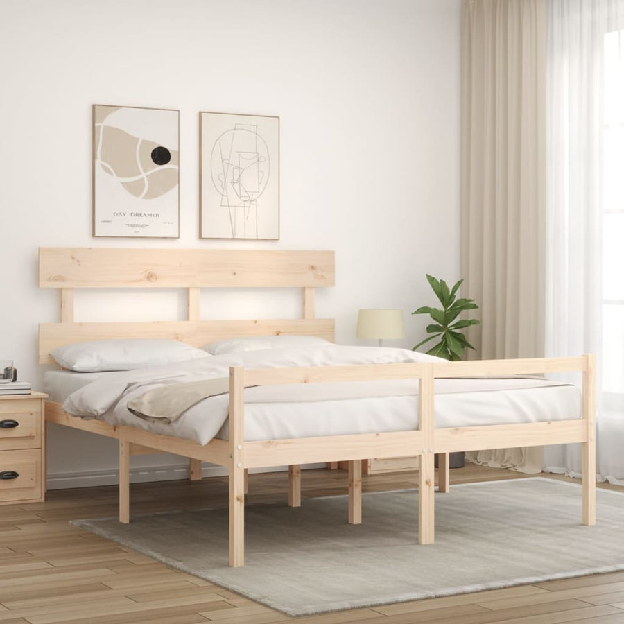 Seniorenbed Met Hoofdbord Massief Hout 160 x 200 cm Naturel