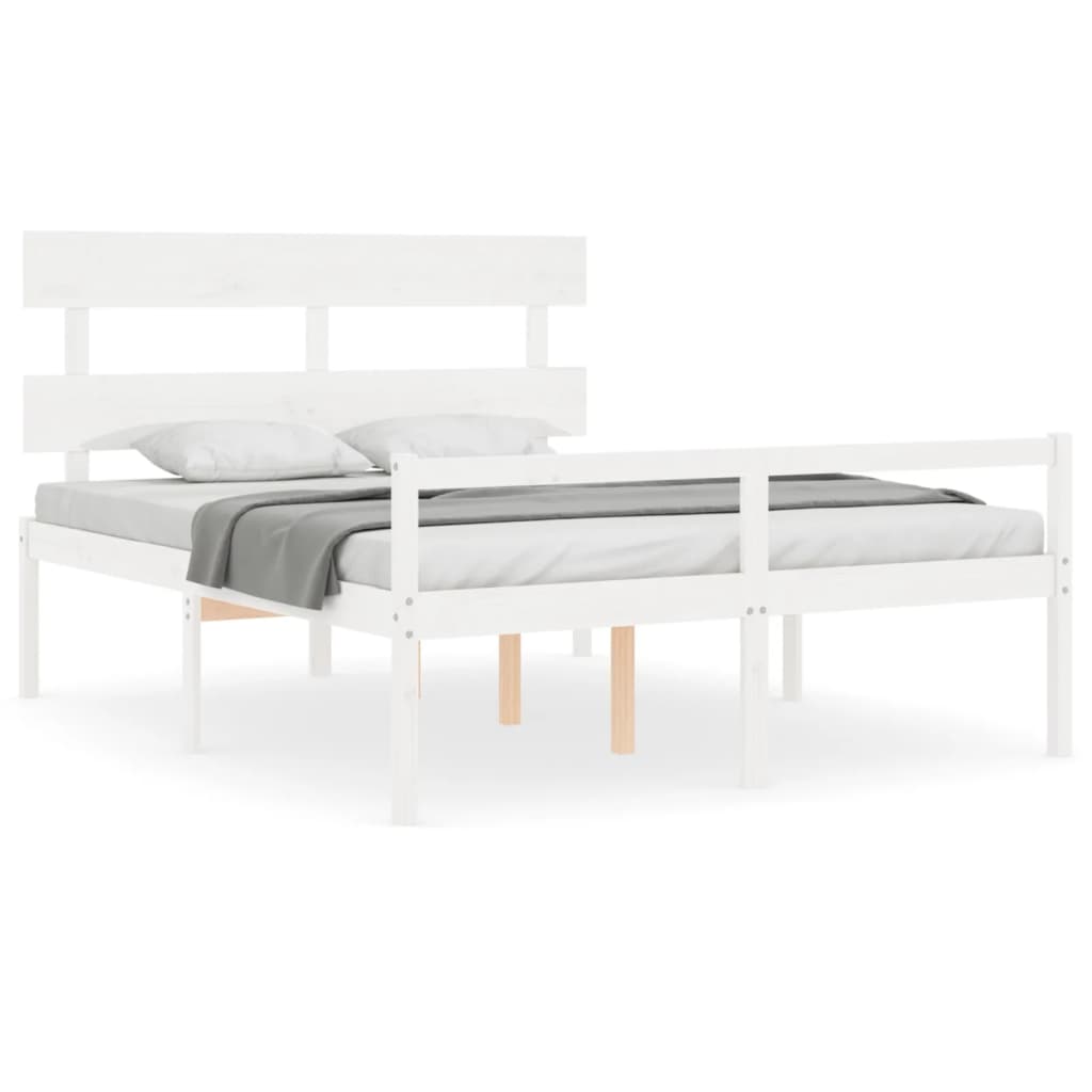 Seniorenbed Met Hoofdbord Massief Hout 160 x 200 cm Wit Hoog