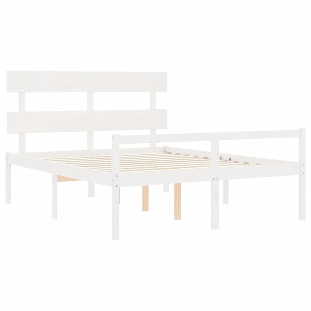 Seniorenbed Met Hoofdbord Massief Hout 160 x 200 cm Wit Hoog