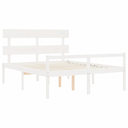 Seniorenbed Met Hoofdbord Massief Hout 160 x 200 cm Wit Hoog
