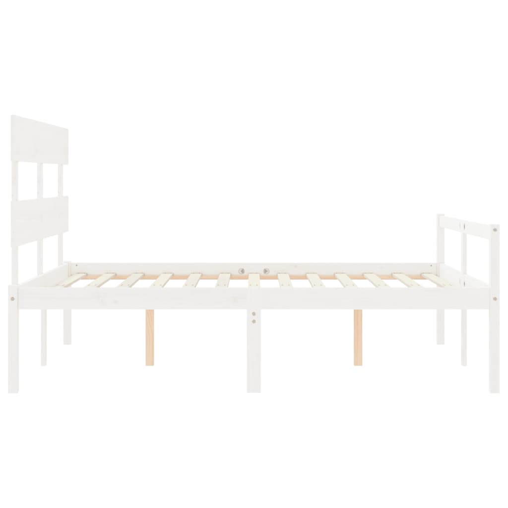 Seniorenbed Met Hoofdbord Massief Hout 160 x 200 cm Wit Hoog