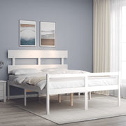 Seniorenbed massief grenenhout 160x200 cm wit