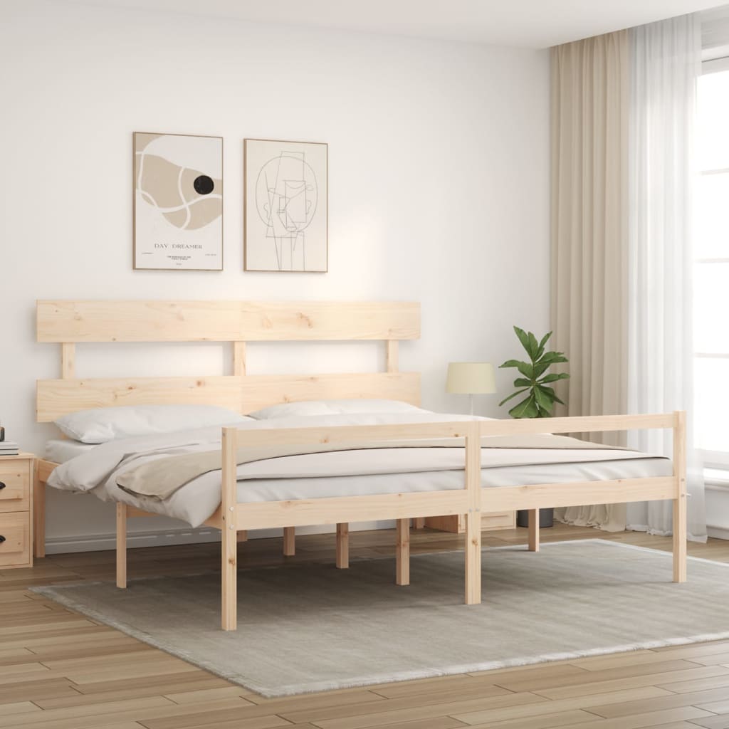 Seniorenbed Met Hoofdbord Massief Hout Super 180 x 200 cm Naturel
