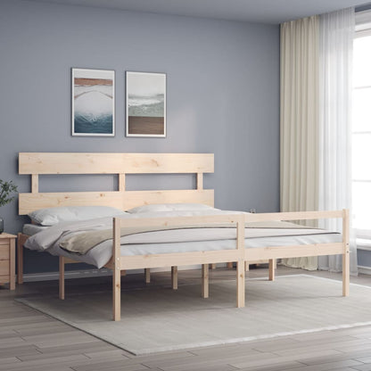 Seniorenbed Met Hoofdbord Massief Hout Super 180 x 200 cm Naturel
