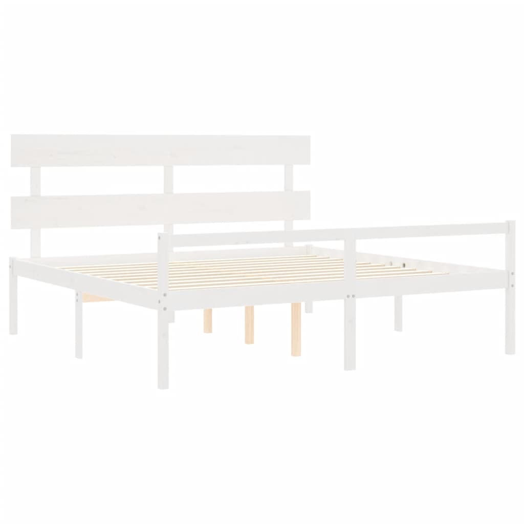 Seniorenbed Met Hoofdbord Massief Hout Super King 180 x 200 cm Wit Hoog
