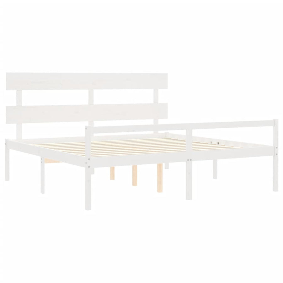 Seniorenbed Met Hoofdbord Massief Hout Super King 180 x 200 cm Wit Hoog