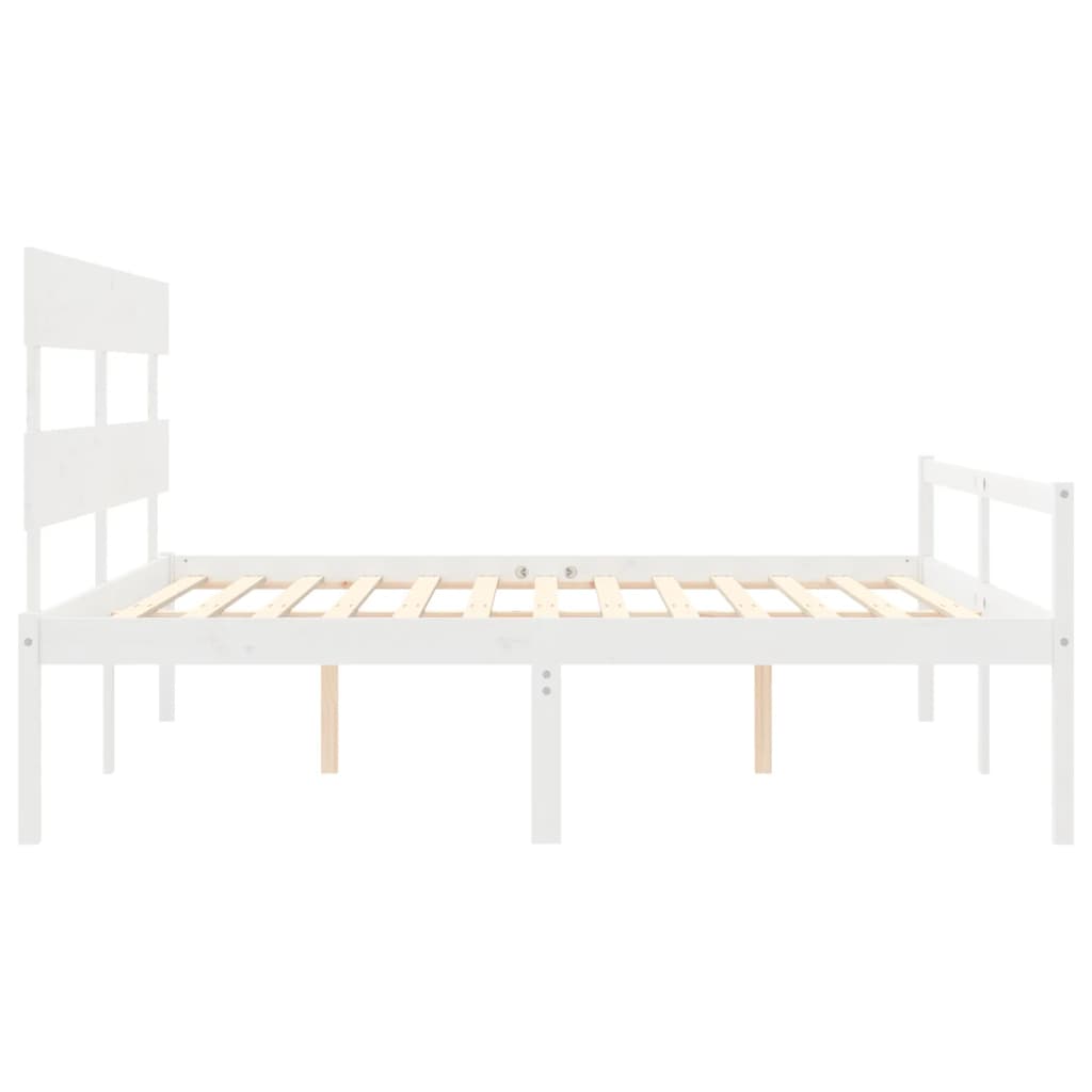 Seniorenbed Met Hoofdbord Massief Hout Super King 180 x 200 cm Wit Hoog
