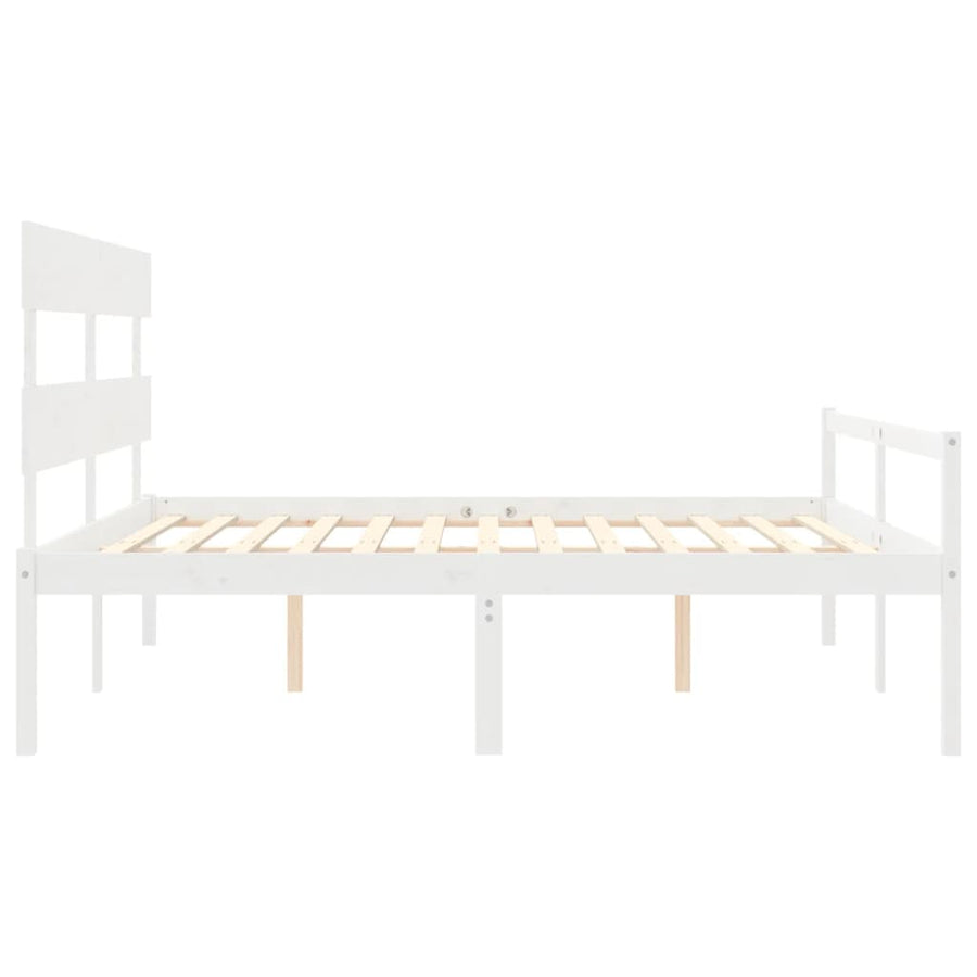 Seniorenbed Met Hoofdbord Massief Hout Super King 180 x 200 cm Wit Hoog