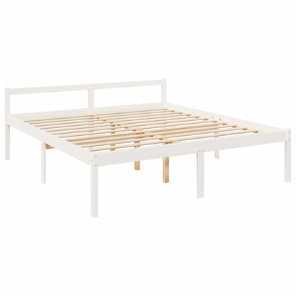 Seniorenbed Met Hoofdbord Massief Hout Super King 180 x 200 cm Wit Hoog